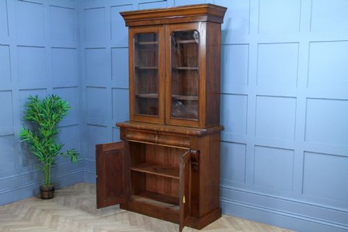 fig 2. Antique Original Victorian Mahogany Small Glazed Bookcase Cabinet C1870