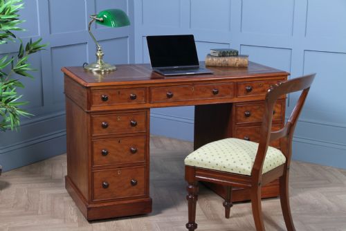 fig 1. Antique Late Victorian Small Mahogany 9 Drawer Twin Pedestal Writing Desk C1890