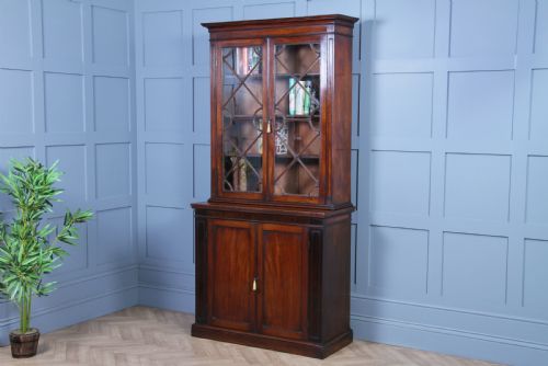Antique Original Georgian William IV Mahogany Small Glazed Bookcase Cabinet C1830