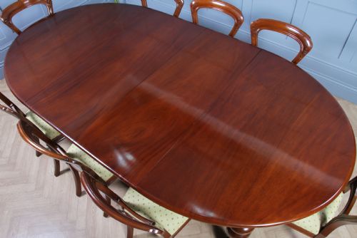 fig 4. Antique Victorian Solid Mahogany Grand Wind Out 2 Leaf Dining Table and 8 Chairs