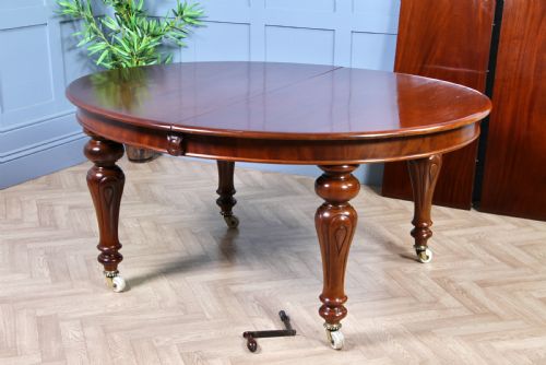 fig 8. Antique Victorian Solid Mahogany Grand Wind Out 2 Leaf Dining Table and 8 Chairs