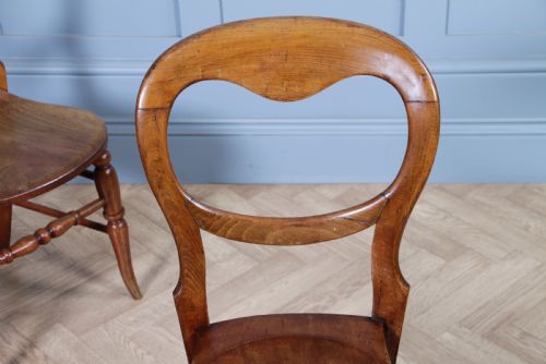 fig 4. Harlequin Set of 8 Antique Original Victorian Balloon Back Kitchen Chairs C1870