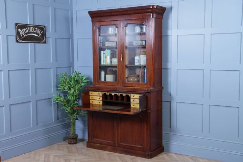 fig 2. Antique Victorian Mahogany Glazed Secretaire Bookcase Cupboard C1870