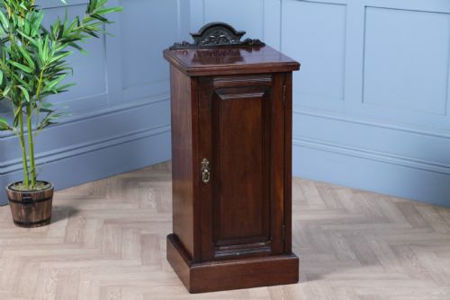 Antique Edwardian Carved Solid Mahogany Bedside Cupboard