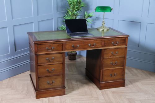 fig 1. Antique Late Victorian Mahogany 9 Drawer Twin Pedestal Knee Hole Writing Desk