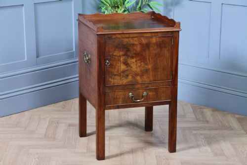 Antique Georgian Flame Mahogany Tray Top Bedside Cupboard C1800
