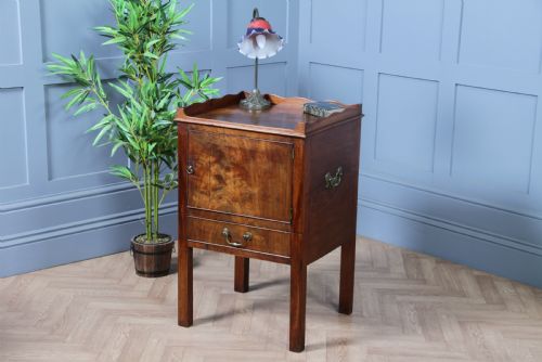 fig 2. Antique Georgian Flame Mahogany Tray Top Bedside Cupboard C1800
