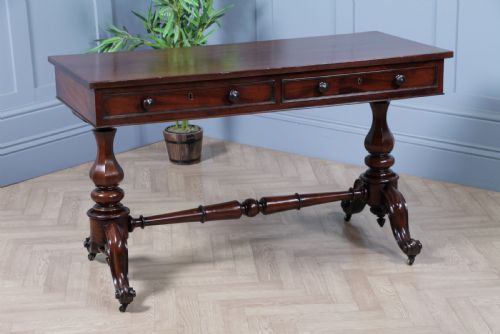 fig 2. Antique Early Victorian Mahogany Carved Library Writing Table