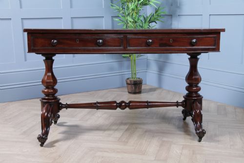 fig 3. Antique Early Victorian Mahogany Carved Library Writing Table