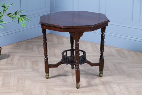fig 3. Antique Edwardian Walnut Octagonal Gallery base Small Occasional Table