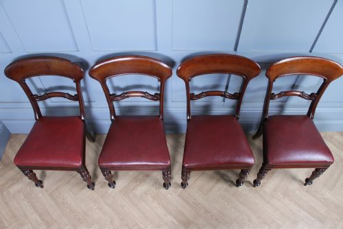 fig 3. Set of 4 Antique Early Victorian Carved Crown Balloon Back Mahogany Dining Chairs C1840