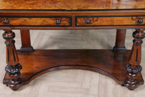 ANTIQUE VICTORIAN BURR WALNUT EBONISED PIANO TOPPED CARVED DUCHESS DRESSING TABLE WITH MIRROR C1860 - ADDITIONAL PHOTO 21