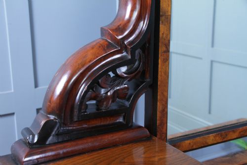 ANTIQUE VICTORIAN BURR WALNUT EBONISED PIANO TOPPED CARVED DUCHESS DRESSING TABLE WITH MIRROR C1860 - ADDITIONAL PHOTO 22