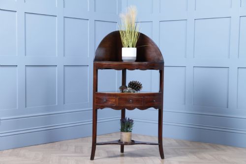 fig 1. Antique Georgian Mahogany Inlaid Corner Occasional Table
