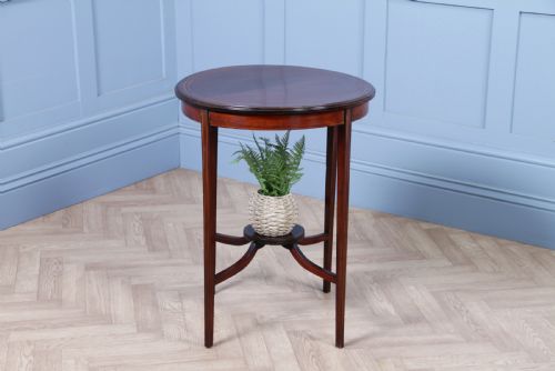 Original Antique Solid Mahogany Round Inlaid Wine Occasional Table