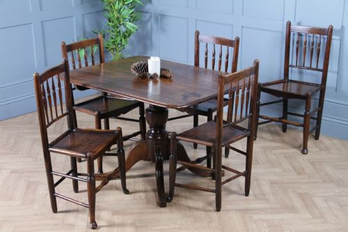 fig 1. Set of 5 Antique Georgian George III Country Made Primitive Dining Chairs C1800