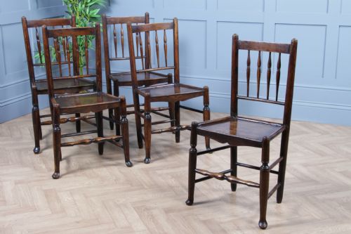 Set of 5 Antique Georgian George III Country Made Primitive Dining Chairs C1800