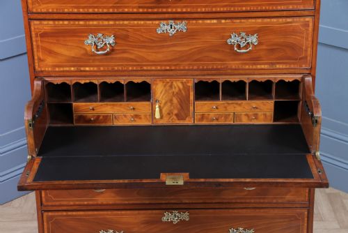 fig 4. Antique George III Georgian Inlaid Mahogany Secretaire Chest on Chest Restored C1800