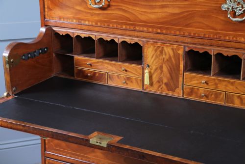 fig 5. Antique George III Georgian Inlaid Mahogany Secretaire Chest on Chest Restored C1800