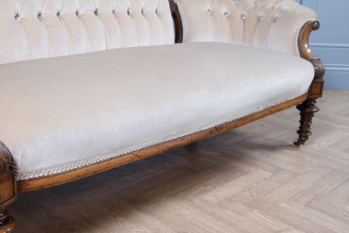 ANTIQUE VICTORIAN WALNUT CARVED 2 PIECE SALON SUITE SOFA CHAIR UPHOLSTERED C1870 - ADDITIONAL PHOTO 15