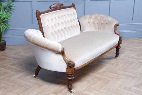 ANTIQUE VICTORIAN WALNUT CARVED 2 PIECE SALON SUITE SOFA CHAIR UPHOLSTERED C1870 - ADDITIONAL PHOTO 18