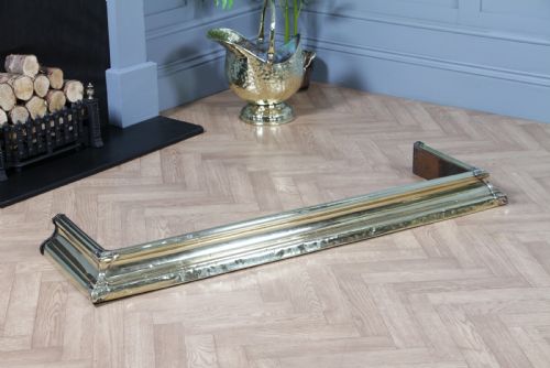 fig 1. Antique Original Victorian Polished Brass Moulded Fire Place Hearth Fender C1870