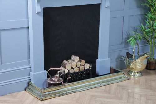 fig 2. Antique Original Victorian Polished Brass Moulded Fire Place Hearth Fender C1870