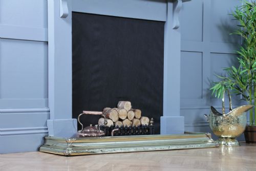fig 3. Antique Original Victorian Polished Brass Moulded Fire Place Hearth Fender C1870