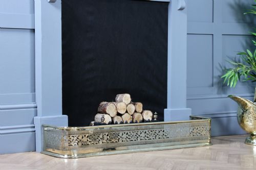 Antique Original Victorian Polished Brass Pierced Fretwork Fire Place Fender C1880