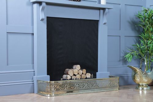 fig 3. Antique Original Victorian Polished Brass Pierced Fretwork Fire Place Fender C1880