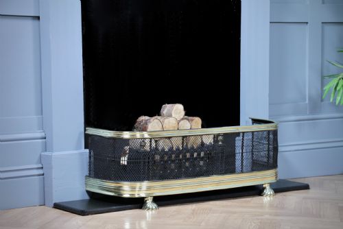 fig 1. Antique Original Late Georgian Victorian Polished Brass & Iron Fire Place Fender C1830