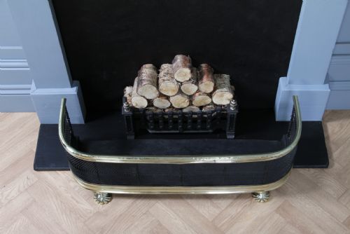 fig 2. Antique Original Late Georgian Victorian Polished Brass & Iron Fire Place Fender C1830