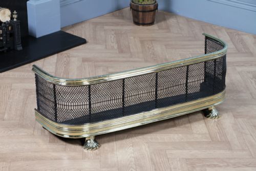 fig 3. Antique Original Late Georgian Victorian Polished Brass & Iron Fire Place Fender C1830