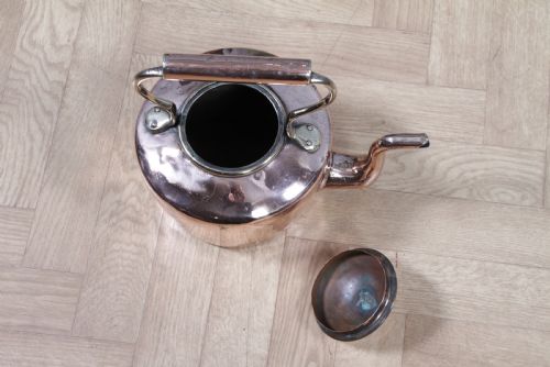 ORIGINAL ANTIQUE GEORGE III LARGE POLISHED COPPER BRASS KETTLE C1800 - ADDITIONAL PHOTO 5