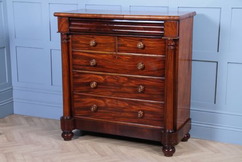 fig 2. Antique Original Victorian Fiddle Back Mahogany Tall Scottish Chest of 6 Drawers C1870