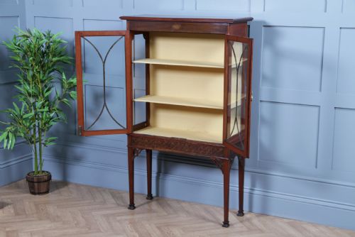 fig 2. Antique Edwardian Sheraton Revival Mahogany Inlaid Glazed Display China Cabinet C1900