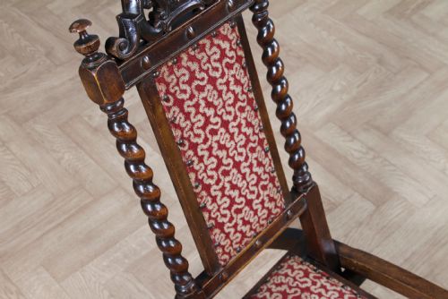 ANTIQUE LATE VICTORIAN SMALL UPHOLSTERED CARVED FOLDING CAMPAIGN CHAIR SEAT C1880 - ADDITIONAL PHOTO 12
