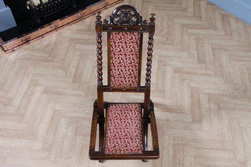 ANTIQUE LATE VICTORIAN SMALL UPHOLSTERED CARVED FOLDING CAMPAIGN CHAIR SEAT C1880 - ADDITIONAL PHOTO 13