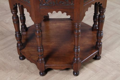 fig 2. Antique Original Edwardian Carved Walnut Octagonal Entrance Hall Centre Table