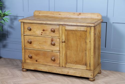 Original Antique Victorian Stripped Pine Kitchen Chest of Drawers C1880