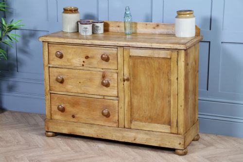 fig 1. Original Antique Victorian Stripped Pine Kitchen Chest of drawers C1880