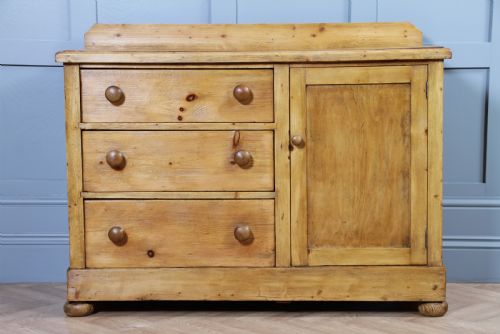 fig 2. Original Antique Victorian Stripped Pine Kitchen Chest of drawers C1880