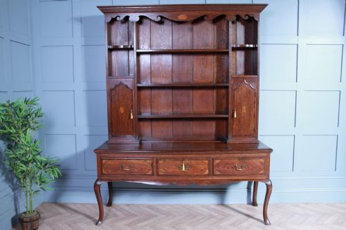 fig 2. Antique 19th Century Queen Anne Oak Inlaid Country Welsh Dresser
