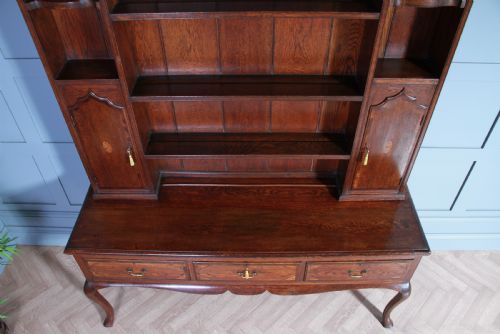 fig 3. Antique 19th Century Queen Anne Oak Inlaid Country Welsh Dresser