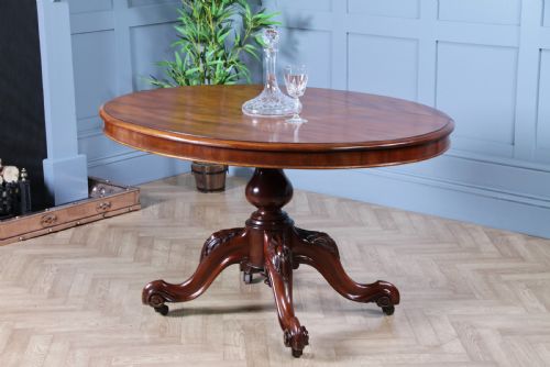 fig 1. Antique Victorian Solid Mahogany Tilt Top Oval Carved Breakfast Dining Table