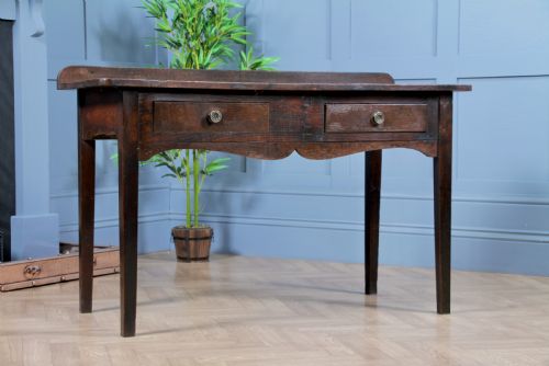 fig 2. Antique Original Georgian Country Oak Side Table With Up-stand C1820