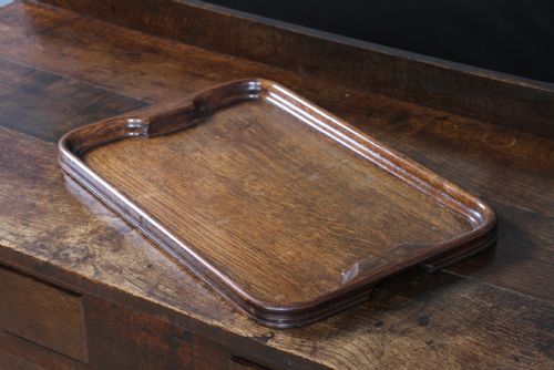 Antique Edwardian Solid Oak Moulded Edge Serving Tray Waiters Butlers C1900