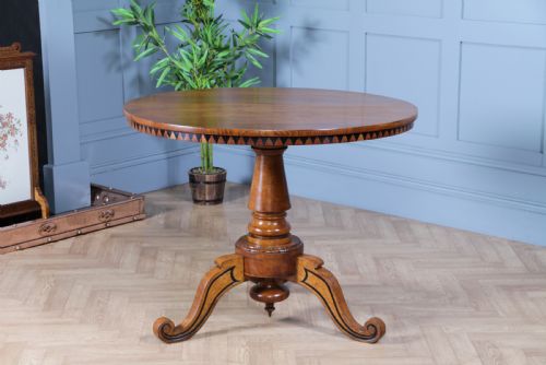 Victorian Aesthetic Movement Geometric Oak Tilt Top Round Breakfast Dining Table