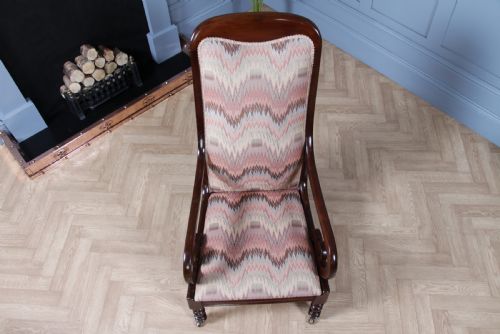 ANTIQUE ORIGINAL VICTORIAN UPHOLSTERED MAHOGANY FIRESIDE EASY ARM CHAIR - ADDITIONAL PHOTO 14