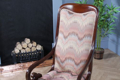 ANTIQUE ORIGINAL VICTORIAN UPHOLSTERED MAHOGANY FIRESIDE EASY ARM CHAIR - ADDITIONAL PHOTO 17
